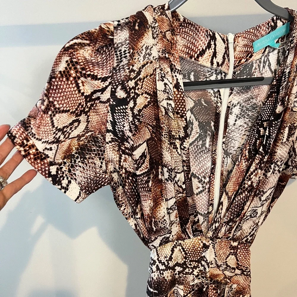 Melissa Odabash Lou dress XS maxi snake print belted - Picture 4 of 7
